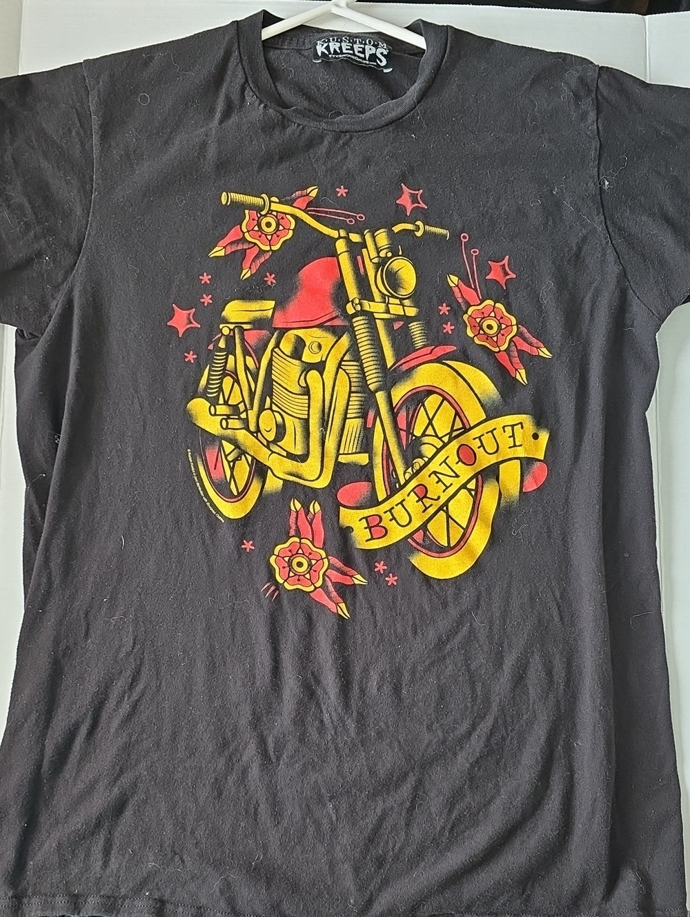 Custom Kreeps Too Fast Black Tattoo Burnout Motorcycle Graphic Tee Size M